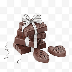 心形的蛋糕图片_用丝带绑着的巧克力棒片的心形滴