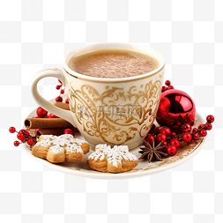 巧克力与牛奶图片_一杯咖啡与圣诞甜蜜隔离在白色