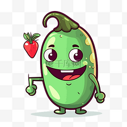 墨西哥胡椒剪贴画小绿色蔬菜人物