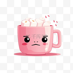 美式热咖啡图片_愤怒的矢量平圣诞粉色杯子插画