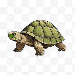 乌龟可爱卡通图片_卡通风格绿壳乌龟侧视图