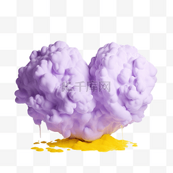 紫粉色气球图片_黄色的云与紫心
