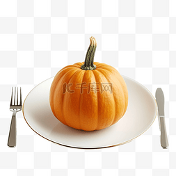 复古陶瓷盘子图片_桌上盘子里的小南瓜是感恩节晚餐