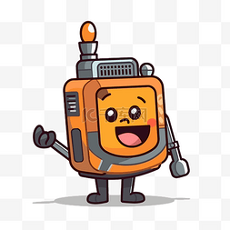 对讲机剪贴画卡通橙色机器人人物