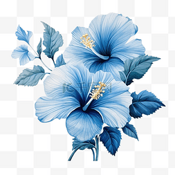 蓝色芙蓉花艺术花卉装饰插图用于