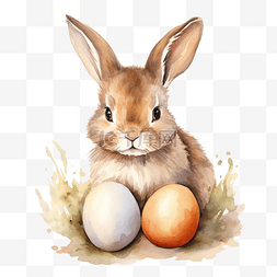 抽象无缝图片_兔子与鸡蛋水彩