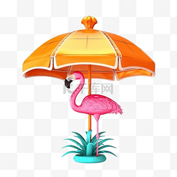 充气火烈鸟与沙滩伞和菠萝太阳镜
