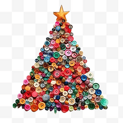 玉雕工艺品图片_由彩色缝纫配件制成的圣诞树的顶