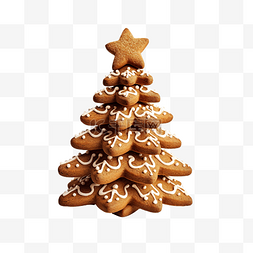 新年透明背景图片_孤立的姜饼圣诞树的png图片