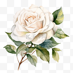 白玫瑰花叶子图片_白玫瑰花与叶子绘画