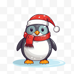 圣诞快乐可爱的企鹅绘画素描着色