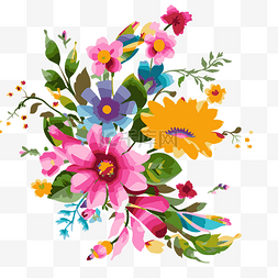 花朵透明背景图片_透明背景花卉剪贴画五颜六色的花