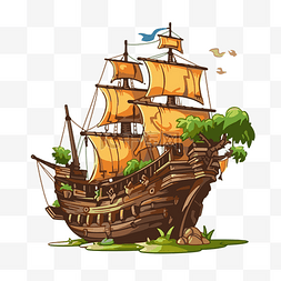海盗船剪贴画 卡通剪贴画 海盗船