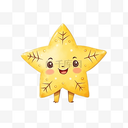 可爱黄色星星图片_可爱的黄色星星和雪花插画装饰
