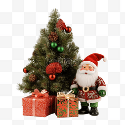 斯堪的纳维亚人图片_有圣诞树和礼物的新年侏儒