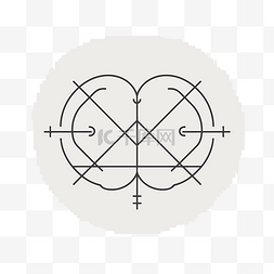 两条相交线形成心形图案的纹身 