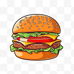 肉包子卡通图片_简约风格的汉堡插画