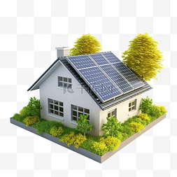 3d 插图智能家居中的绿色能源