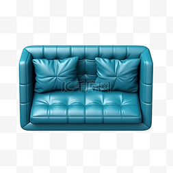 3d 家具现代顶视图蓝色织物双人沙