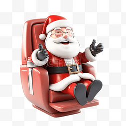 驾驶飞机的圣诞老人吉祥物 3D 人