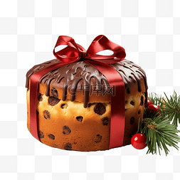 圣诞巧克力节日蛋糕，木桌上装饰