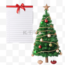 愿望清单图片_手把圣诞愿望清单放在圣诞树上