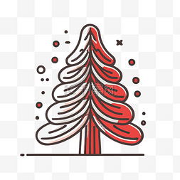 红色和白色线条轮廓的圣诞树 向