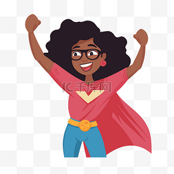 赋图片_赋权剪贴画黑人女超级英雄和微笑
