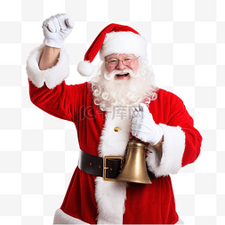 圣诞老人在白色上按响铃