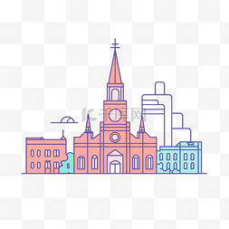 新奥尔良图片_新奥尔良大教堂矢量图