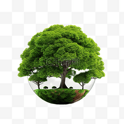 地球环境绿色保护图片_绿色地球中的树隔离png文件