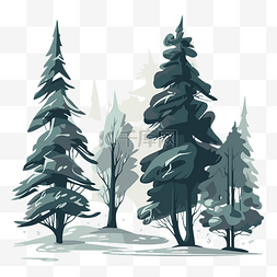 冬天的风景卡通图片_冬天的松树 向量