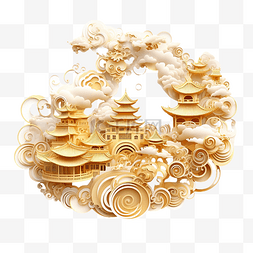 日本禅文化图片_金色的亚洲文化云