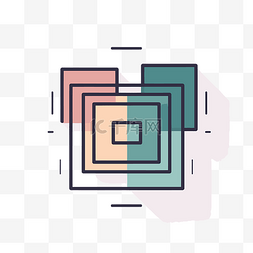 一个抽象的两个方形图标 向量
