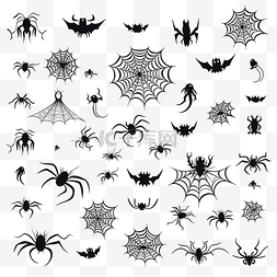 蜘蛛网和蜘蛛万圣节套装涂鸦可怕