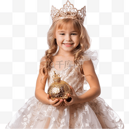 穿着公主裙的小女孩庆祝圣诞节