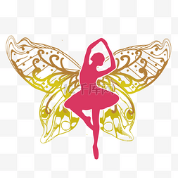 妇女节抽象女性蝴蝶翅膀剪影