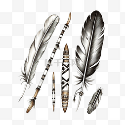 印第安部落羊头图片_印第安本土箭和羽毛