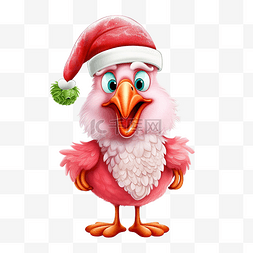 火烈鸟圣诞圣诞老人帽子棒棒糖卡