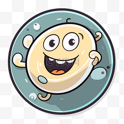 卡通鸡蛋漂浮在圆壳里 向量