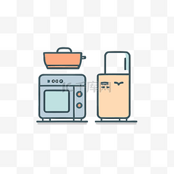 烤箱和冰箱的两个图标 向量