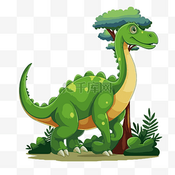 现实的恐龙剪贴画卡通恐龙在树旁