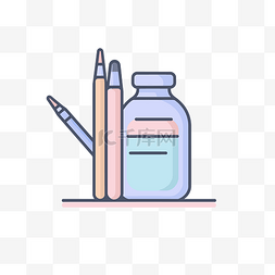高清铅笔图片_铅笔和一瓶水的图标 向量