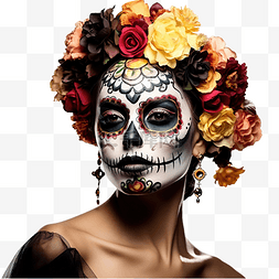 亡灵节纹身图片_墨西哥公主在万圣节和“不给糖就