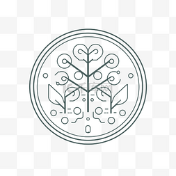 设计插图中树的圆形标志 向量