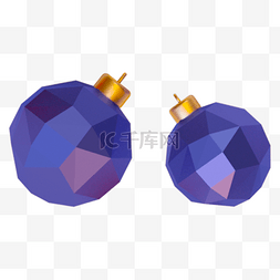 3d立体球蓝色图片_圣诞饰品3d渲染蓝色装饰球