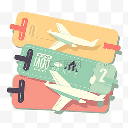 背景贴画图片_飞机票剪贴画 三个行李标签，白