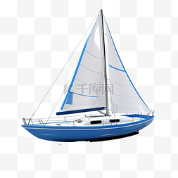 3d印刷图片_3d 渲染蓝色帆船