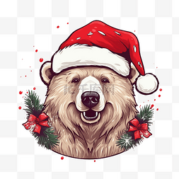 有趣的熊在圣诞老人帽子收藏圣诞