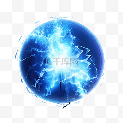 蓝色球闪电抽象电雷击光闪光雷电